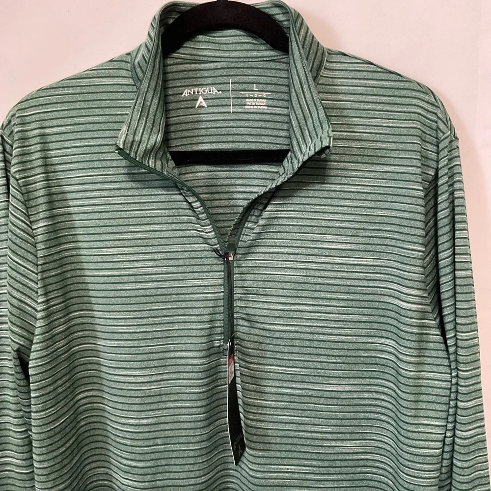 Antigua green space dye stripe 1/4 zip NWT sz Large